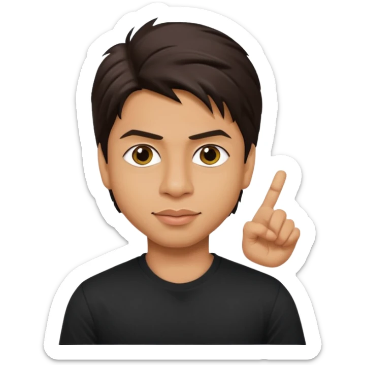 ipretty bratz emoji of shah rukh khan wearing a black tee,  sticker