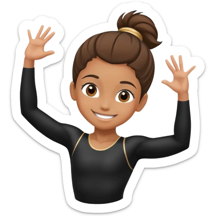 "A gymnast in black outfit with a smile and a look of surprise (normal skin) sticker
