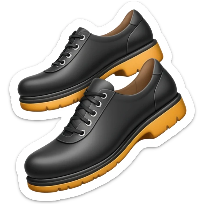 An emoji of a shoe stepping on or pressing down on a surface. The shoe has a detailed sole, and the action emphasizes the step with a slight downward motion, symbolizing impact or force sticker