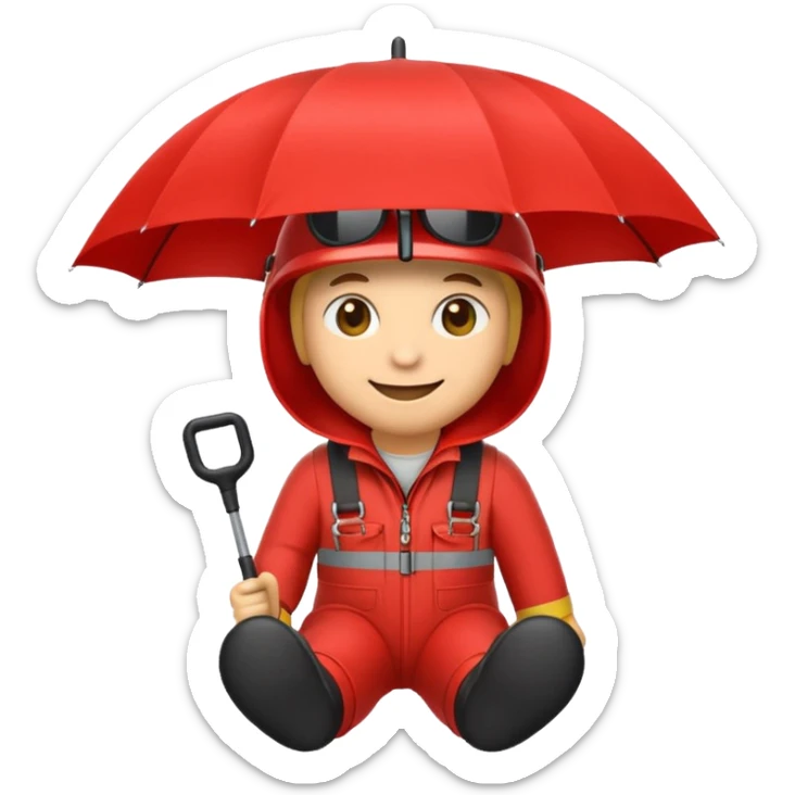 Erstelle mir einen Fallschirmspringer im emoji style mit einem Motor hinten dran  sticker