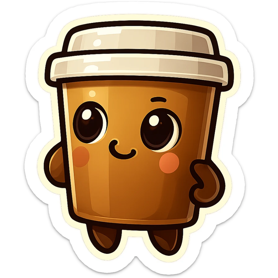 Tall coffee cup, pondering, thinking sticker
