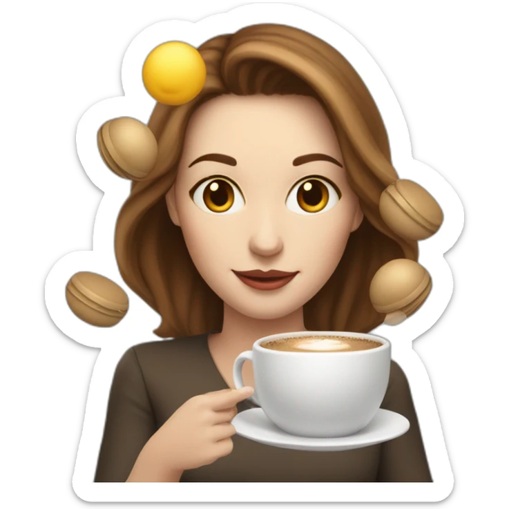 woman juggler with brown hair and pale skin juggling coffee cups and tiny laptop balls sticker