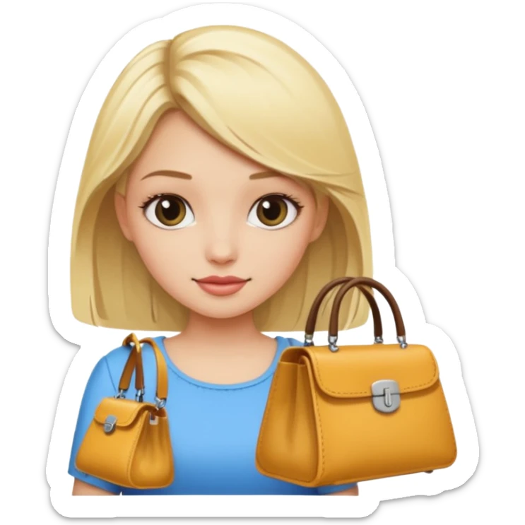 Bags on a purse instead of glasses on a blonde girl sticker