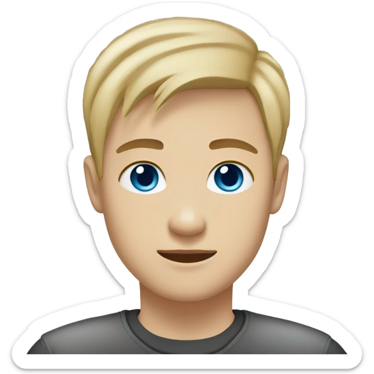 dark Blonde girl with blue eyes in black sweater and an east asian with light skin man with black hair and black eyes hugging sticker