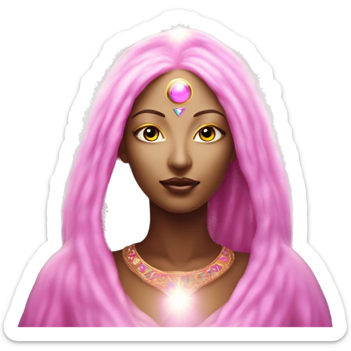 Pleiadian radiant glowing diva woman female third eye pink sticker