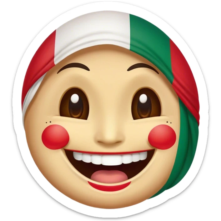 do a laughing emoji face but paint the flag of mexico on it sticker
