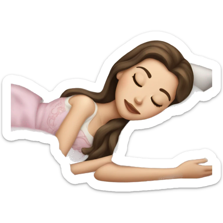 sleeping beauty brunette white girl with a silk pillow sticker
