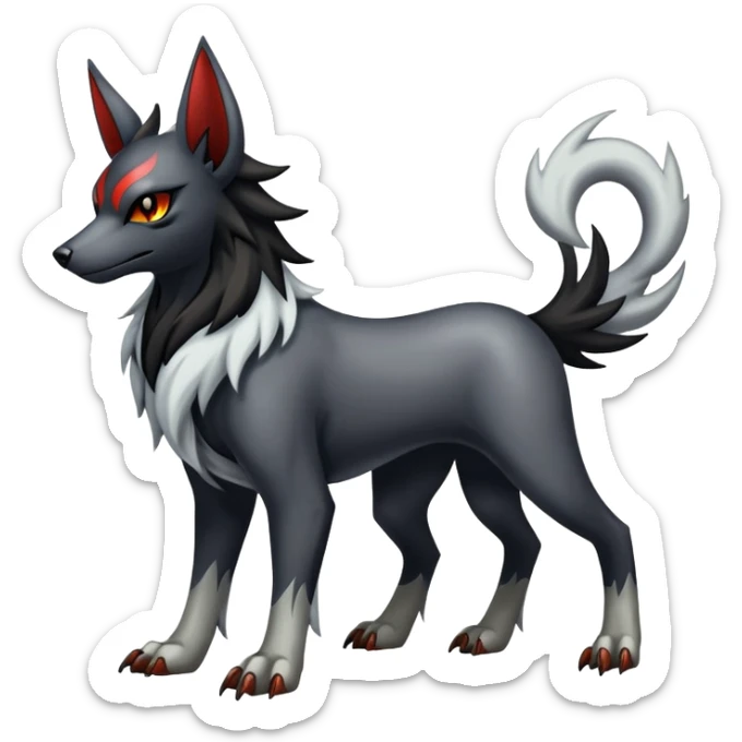 Shiny Exotic Excessive Mysterious Houndoom-Mightyena-Zorua-Pokémon-Fakémon-hybrid-creature (full body) sticker