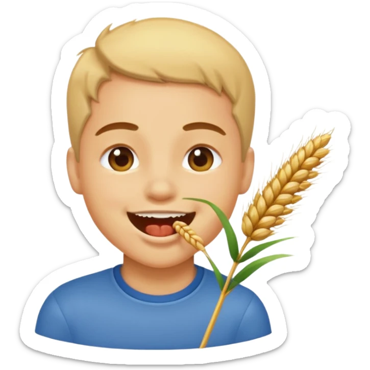 Campechano mordiendo una ramita de trigo en la boca sticker