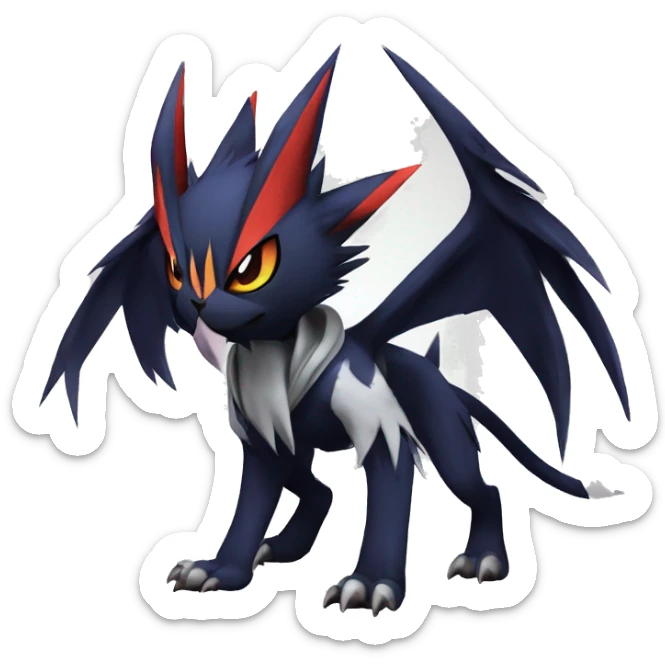Cool Dark Edgy Absol-Noivern-Quilava-Litten-Pokémon with edgy stripes hoodie spiked collar punk Full Body sticker