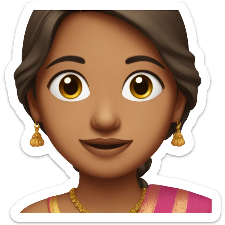indian girl with brown hair in a pink sari sticker