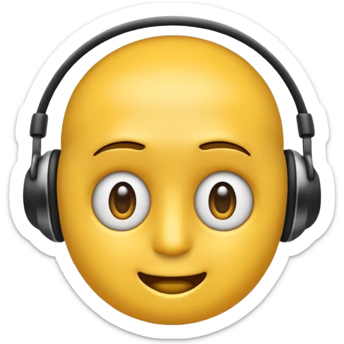 Ein gelber runder Emoji mit geschlossenen augen Augen. Total im moment. Glücklich, leichtes lächeln. Verträumt. Leichtigkeit. Freiheit. Overearkopfkörer auf dem kopf sticker