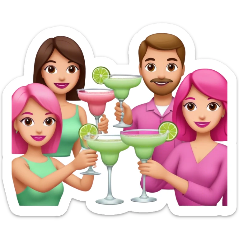 Pink margarita and pale green margarita glasses clinking in celebration  sticker