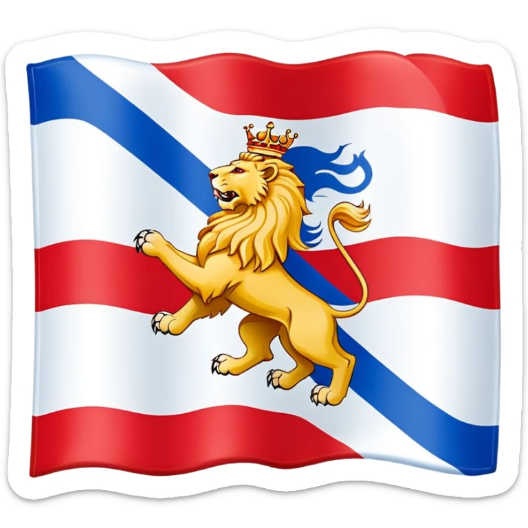 Flag of North Holland with red and blue stripes and white lions sticker