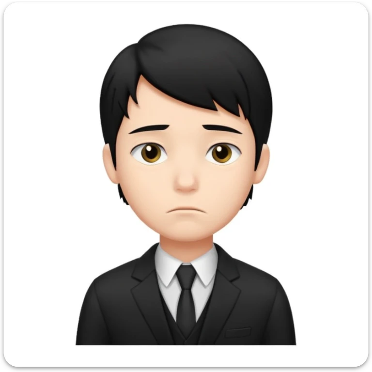 Xafa kayfiyatdagi qora soch va qora kostyum shimli bola emojisni chiqarib ber sticker