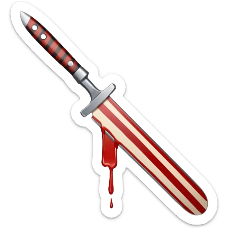 un cuchillo cortando un brazo por encima de la piel en rallas sticker