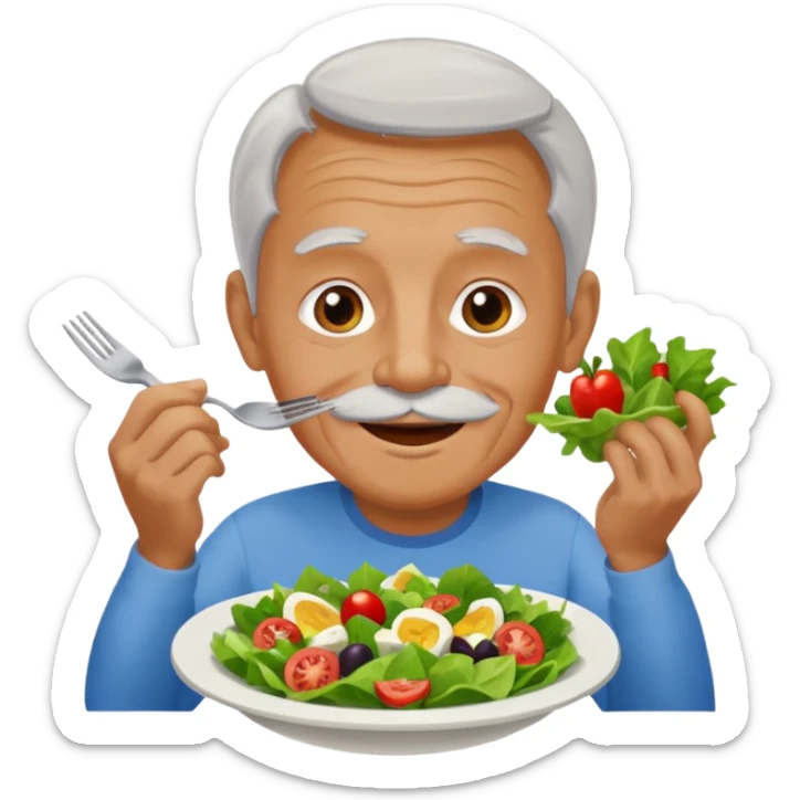 I want to create an emoji of a old  guy eating healthy food sticker