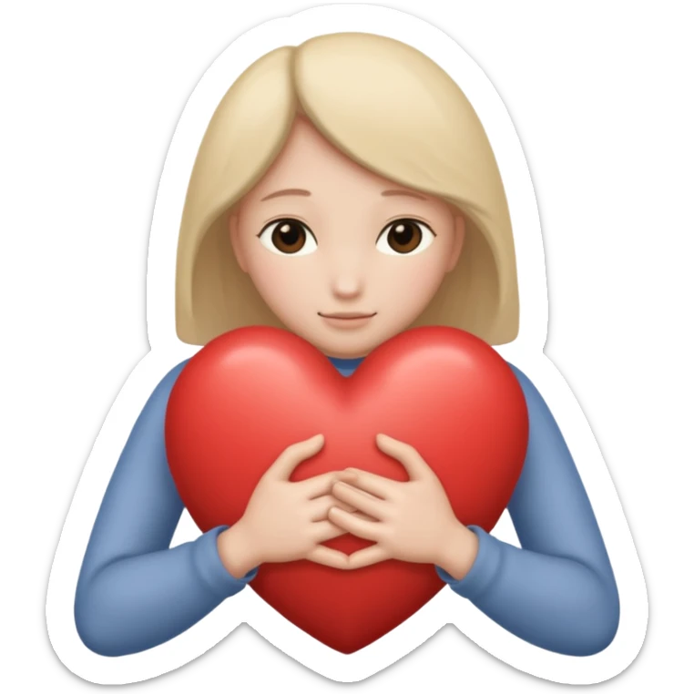 I want an emoji of a heart embraced by two arms, something tender, whitout face only the heart and the arms sticker