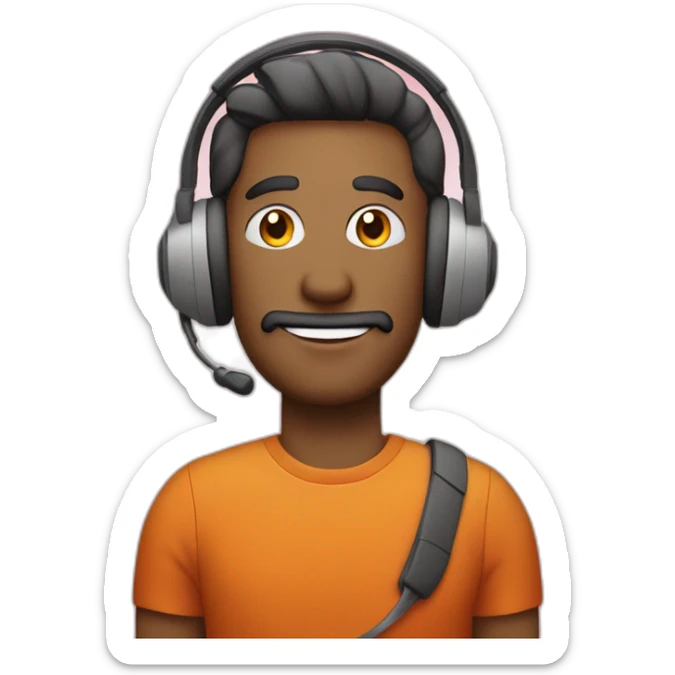 customer service bold man with headset X emoji too hot with Materiel.net t-shirt sticker