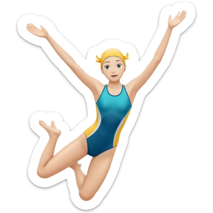 A swimmer is about to dive into the pool. She is in the pose of diving in the air with the hands above the head sticker