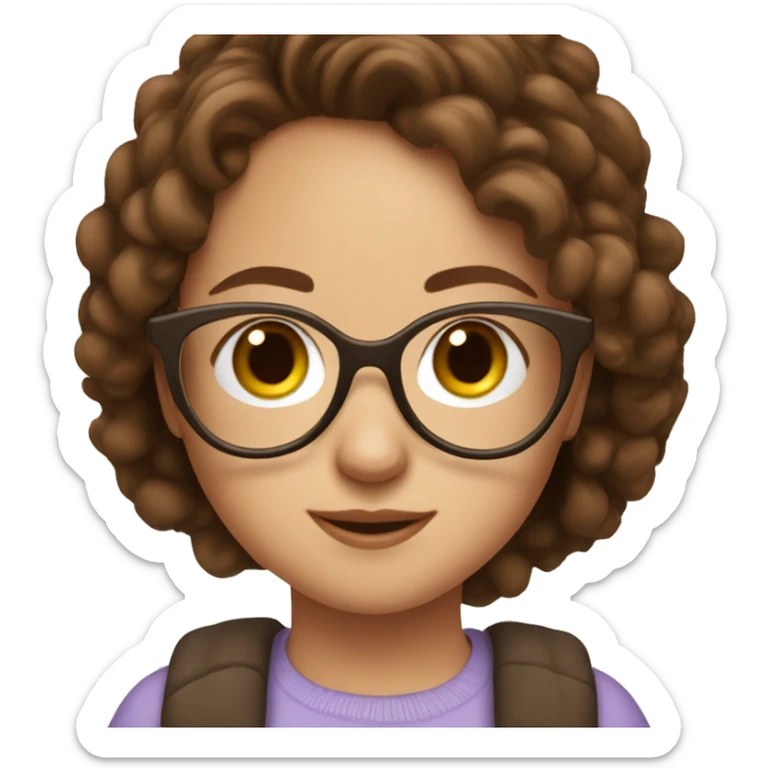 A sweet and cute girl with brown hair and glasses wearing hoop earrings sticker