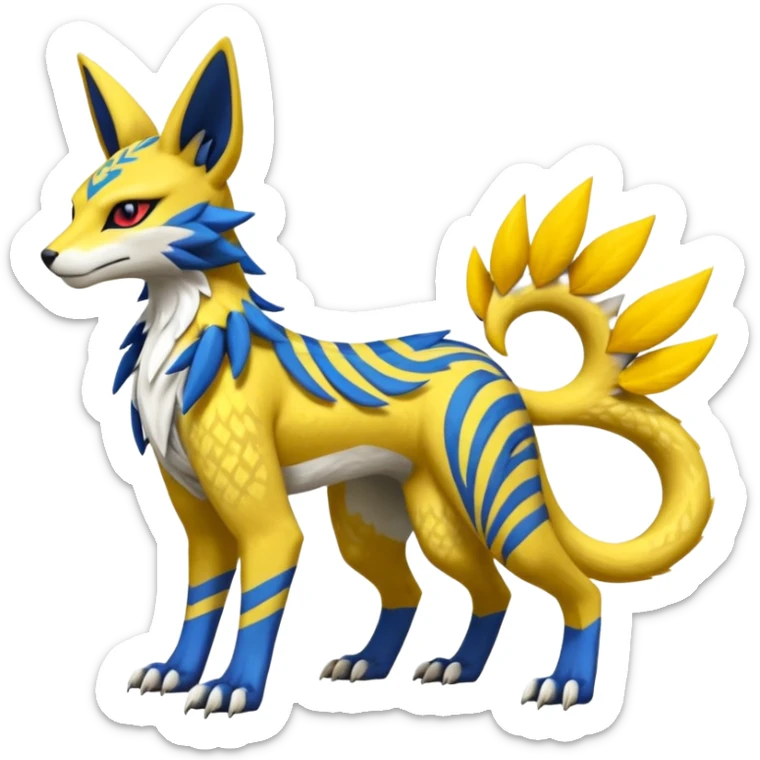 Tribal Tropical Renamon-Zeraora-Bastet-Latias-Vernid-Sergal-fusion-hybrid-creature sticker