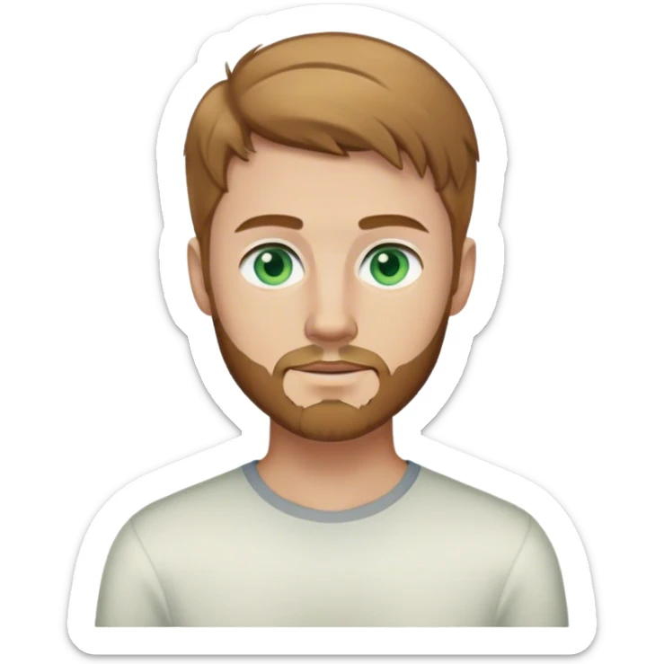 White male plus full body, age 25, light brown hair, short beard, green/blue eyes  sticker