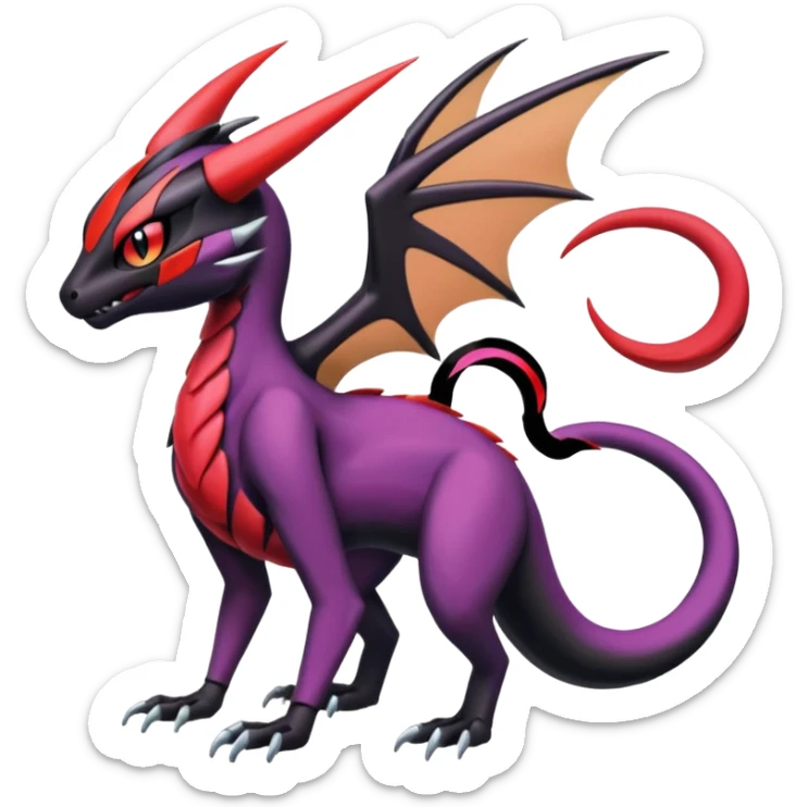 Colorful Cool Badass  Meloetta-Noibat-Noivern-Salandit-Guilmon-Darkrai-Pokémon-Fakémon-fusion-hybrid-creature sticker