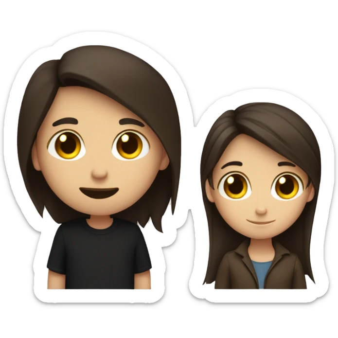 Hug boy and gir. girl in brown hair. boy in black hair. sticker