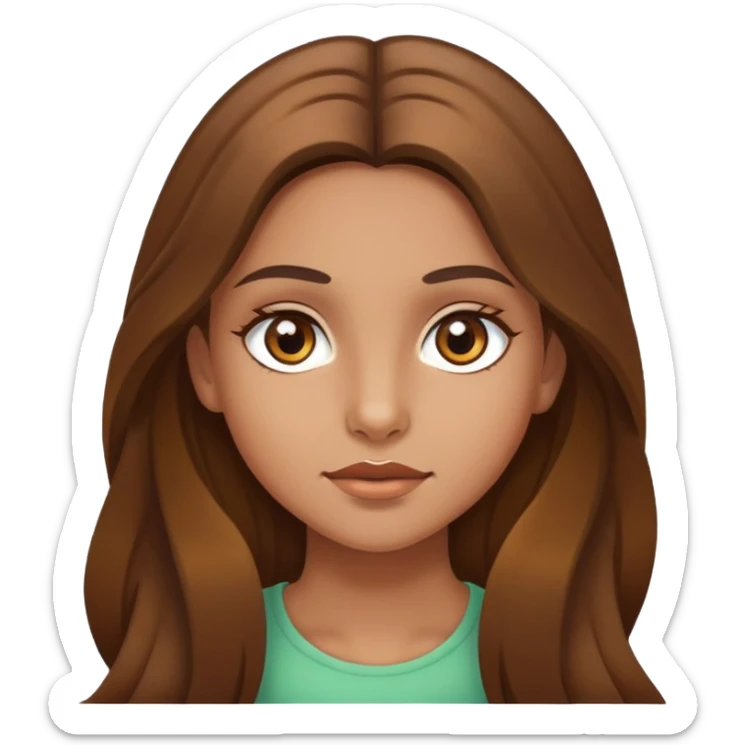 fair medium tan skin girl with hazel eyes and brown long hair sticker