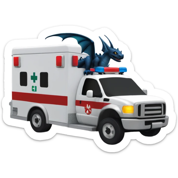 Night fury dragon driving an ambulance inside ambulance as an Emt sticker
