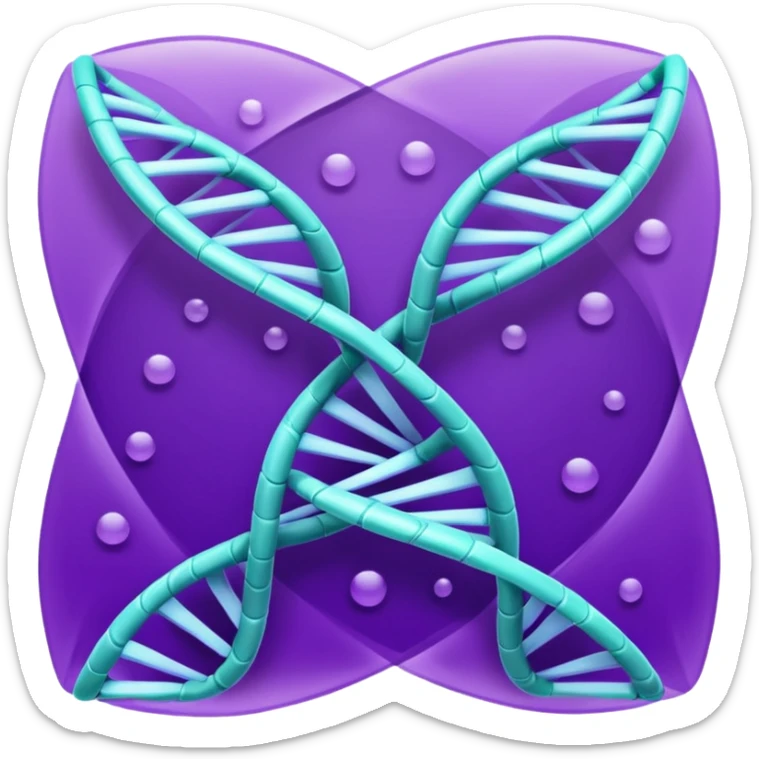 I want a DNA helix in the foreground. Background to be a rippled purple sheet. sticker