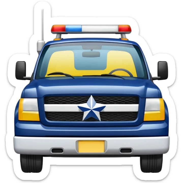 Police Pickup Truck with Body Color Is Navy, White And Lemon Yellow With number Is 02 With sticker