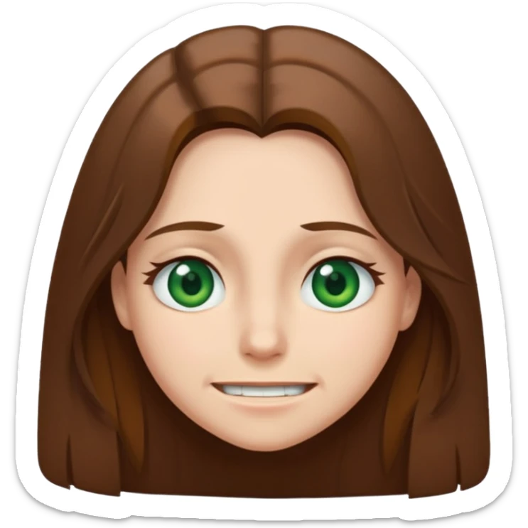 I have long brown hair, green-gray eyes, I hide myself behind a smile, it hurts my soul, I don't have mutual love, sometimes I can be rude sticker