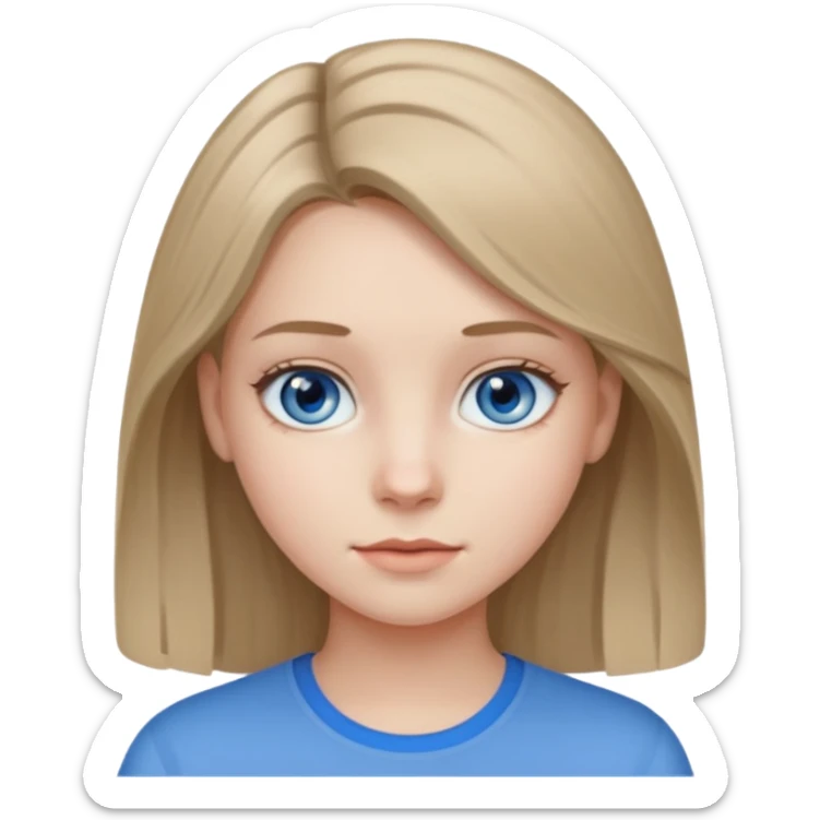 Teen girl with dark blond 1b hair and grey blue eyes and pale skin  sticker