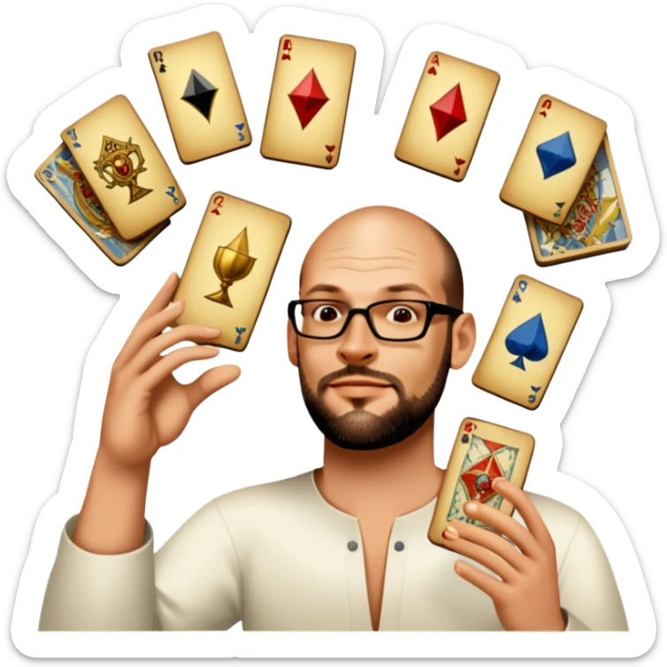 Man with floating tarot cards sticker