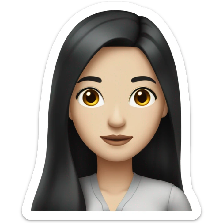 Woman with white skin, long black hair, brown eyes, elegant clothes sticker