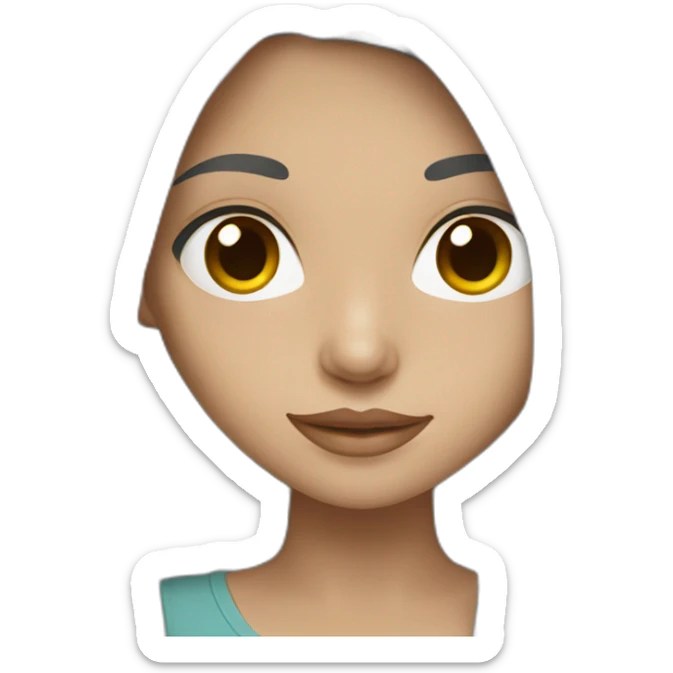 White skin color pakistani girl with black long hair sticker