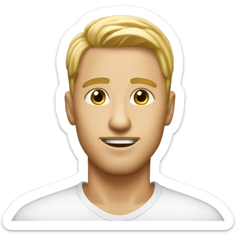 generic blonde guy, short hair with low taper fade. give him big nose sticker