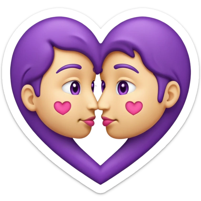 kissing emoji but a purple heart instead of red sticker