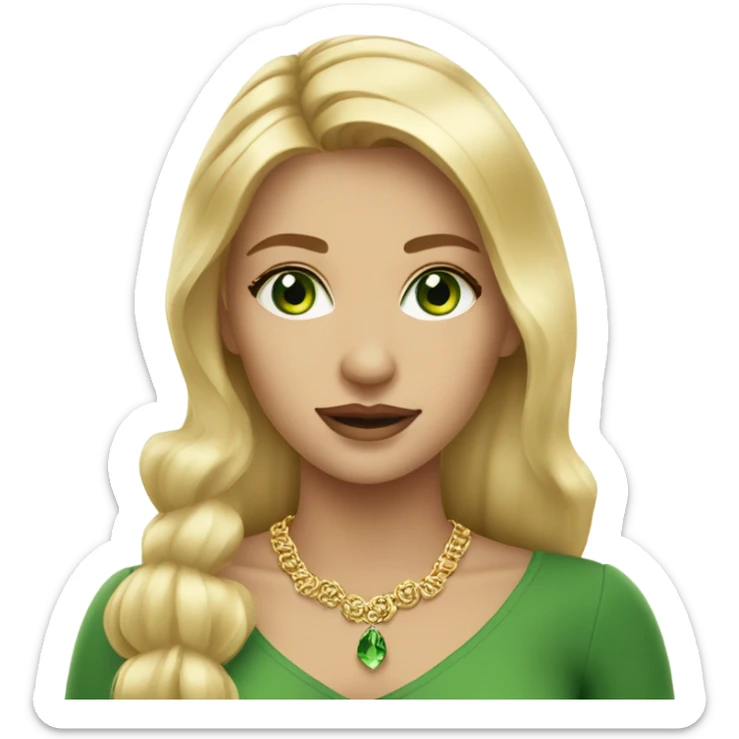 gorgeous blonde girl green eyes gold jewlery sticker