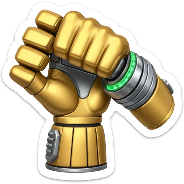 a sci fi themed fist punching in to the side with wires and tech detailing sticker