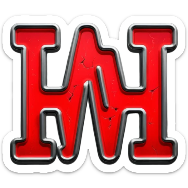 Minimalist emoji-style sticker of a flickering neon sign “HELLWOOD”, cracked letters, some missing, grayscale tubes with only faint glow in faded red

 sticker