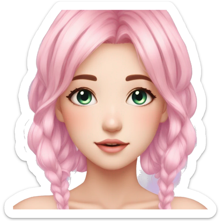 Gorgeous Beautiful Blushing Petite Colorful-Shiny-Pastel-Fairy-Soarkle-Anime-Girl with beautiful gradient pastel hair aesthetic sticker