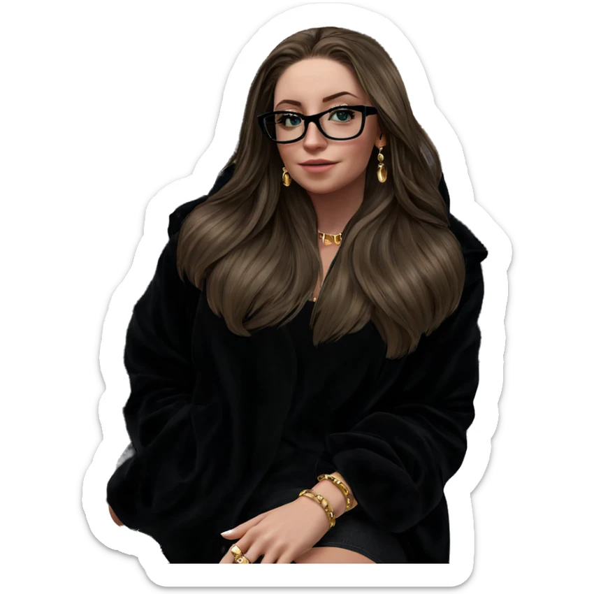 sitting girl with jewelry sticker