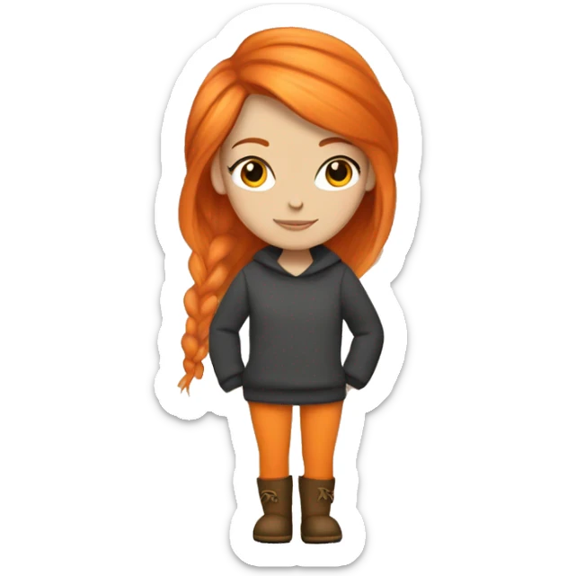 White girl orange hair wearing Ugg boots leggings and sweater sticker