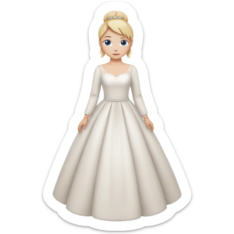 Chica blanca,ojos azules,pelo rubio y recogido, vestido novia, manga larga cuerpo entero sticker