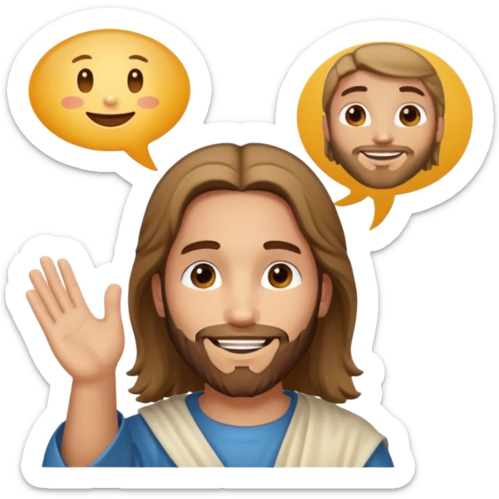 jesus sonrie y una burbuja de dialogo dice gracias por tu compra sticker