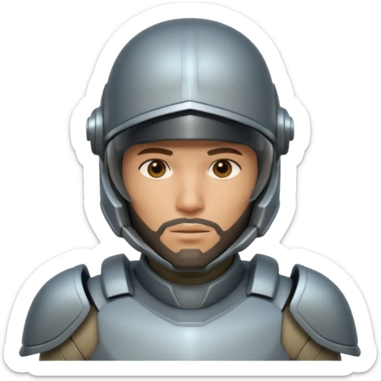 futuristic armored soldier human portrait, head and shoulders only, tan skin, short beard, helmet visor, sci-fi armor details, 3D cartoon, mobile game icon style, clean background, no text, no watermark

 sticker