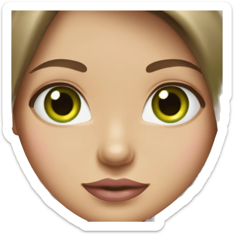 Girl with shoulder length brown hair green eyes and pink glossy lips sticker